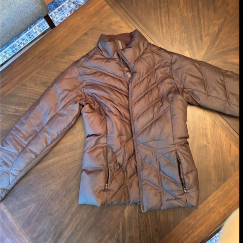 Eddie Bauer Women’s Chocolate Brown 100% Goose Down Quilted Puffer Jacket